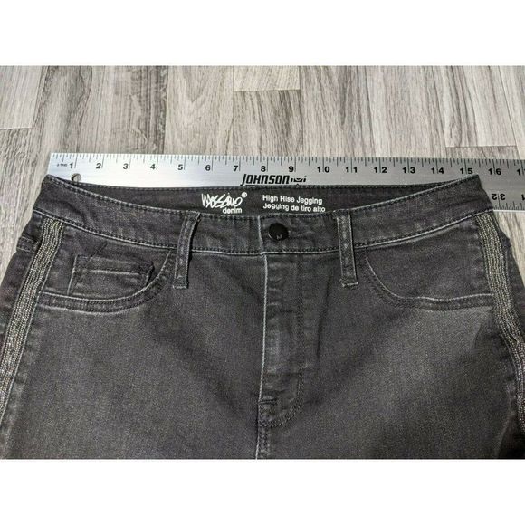 Mossimo Denim Women Size 8 / 29 High Rise Stretch Beaded Black Denim Jeggings - Picture 5 of 9